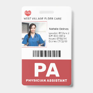Red Hospital Medical Employee Photo ID Badge