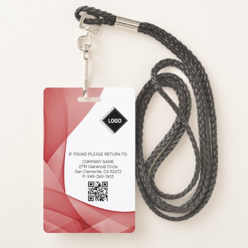 Red | Hospital Medical Employee Photo ID Badge | Zazzle