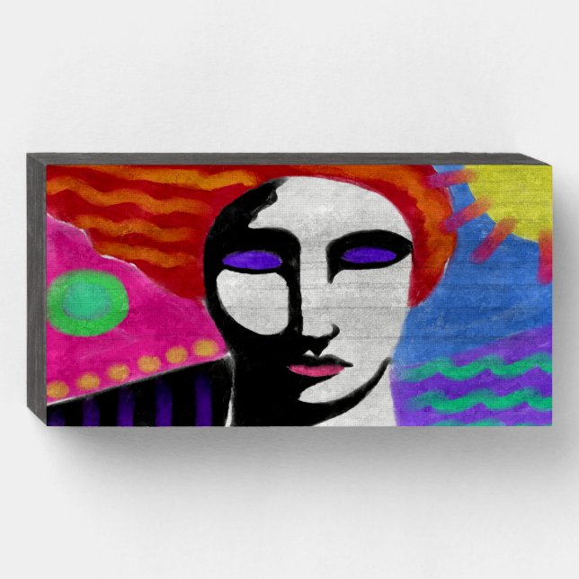 Red Hot Abstract Digital Painting Wooden Box Sign (Front Horizontal)