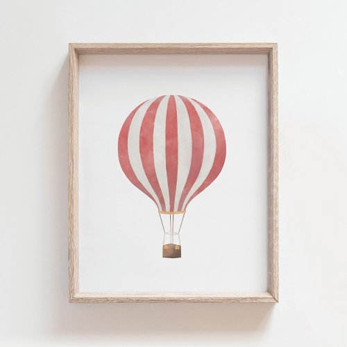 Red Hot Air Balloon Nursery Decor Poster