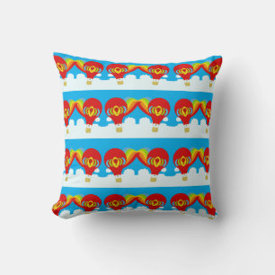 Red Hot Air Balloons Cute Cartoon Pattern Throw Pillow