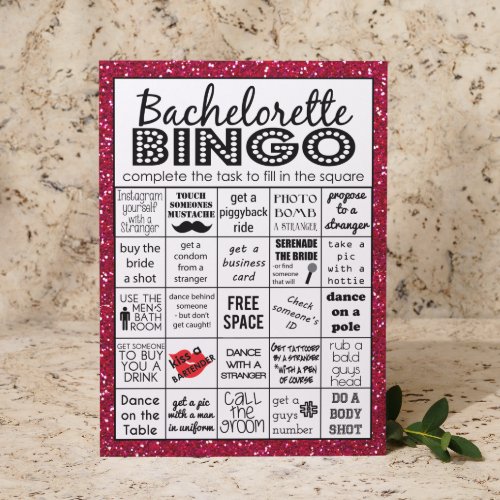 Red Hot Bachelorette Bingo Party Game Challenge Invitation