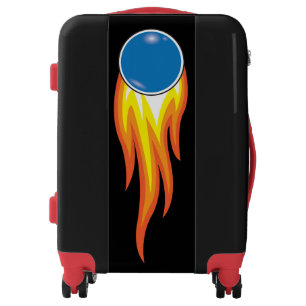 Red Hot Blue Dot Flaming Fireball Luggage