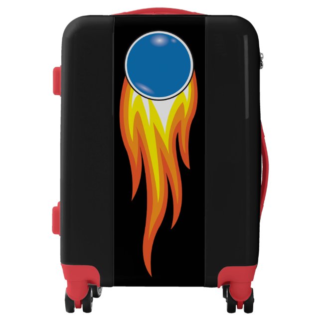 Red Hot Blue Dot Flaming Fireball Luggage (Front)