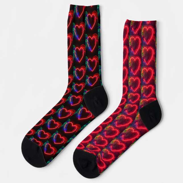 Red Hot Burning Hearts on Valentine's Mismatched Socks (Left)