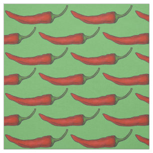 Red Hot Cayenne Chili Peppers Pepper Fabric