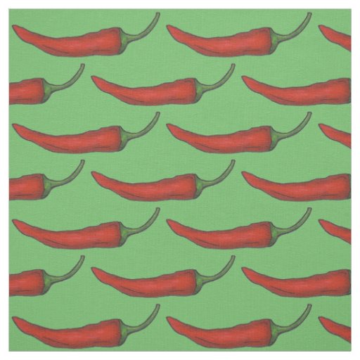 Red Hot Cayenne Chili Peppers Pepper Fabric