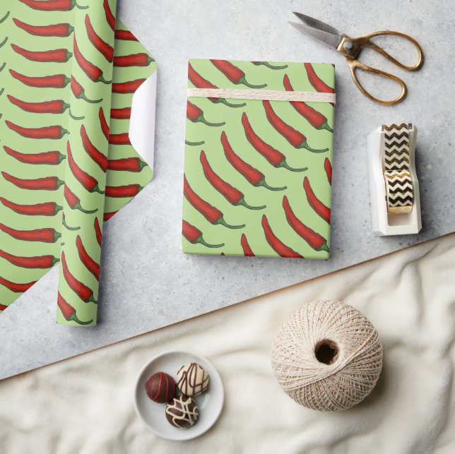 Red Hot Chili Pepper Chile Chilli Vegetable Veg Wrapping Paper (Crafts)