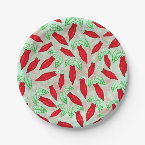 Red Hot Chili Pepper Decorative Pattern Paper Plates