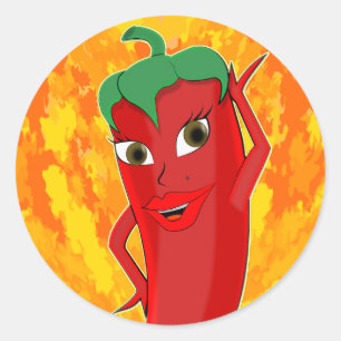 Red Hot Chili Pepper Diva Classic Round Sticker