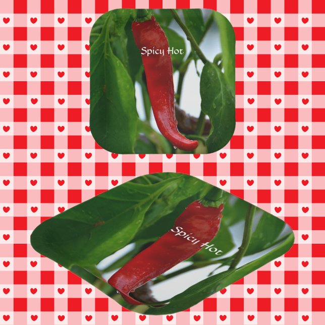 Red Hot Chili Pepper Green Red White Photographic Paper Plates (Creator Uploaded)