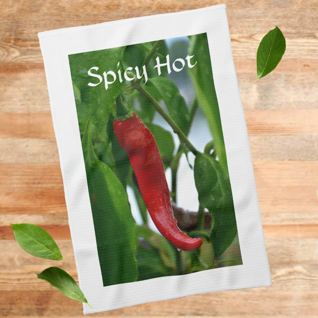 Red Hot Chili Pepper Spicy Hot Customizable Kitchen Towel (Creator Uploaded)