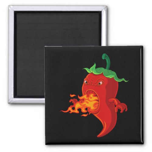 red hot chili pepper with flame magnet