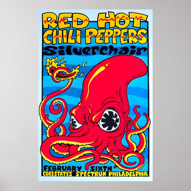 Red Hot Chili Peppers Poster Psychedelic Squid Art (Front)
