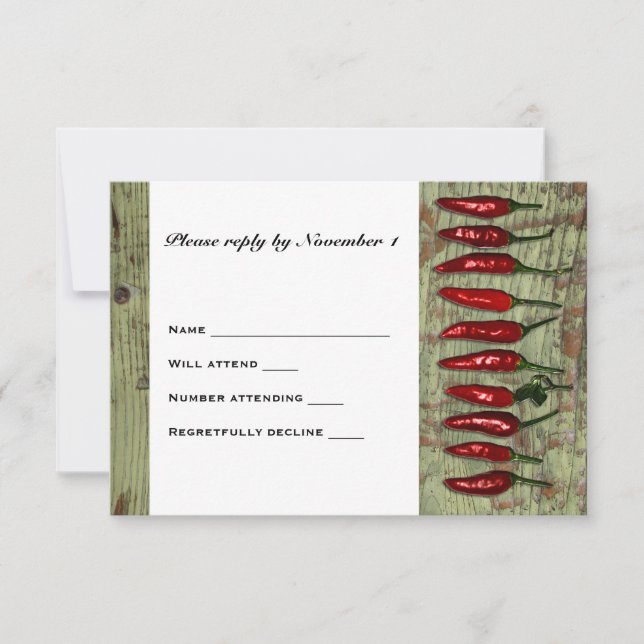 Red Hot Chili Peppers Wood Look RSVP Card (Front)