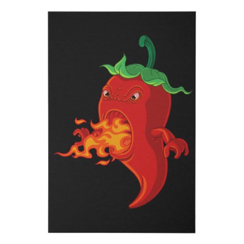 red hot chilli pepper with flame faux canvas print