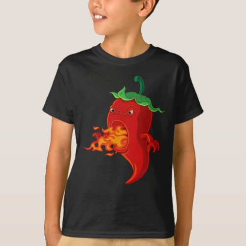red hot chilli pepper with flame T_Shirt