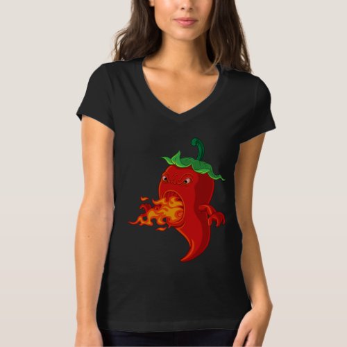 red hot chilli pepper with flame T_Shirt