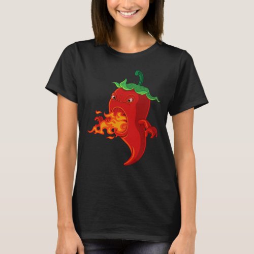 red hot chilli pepper with flame T_Shirt