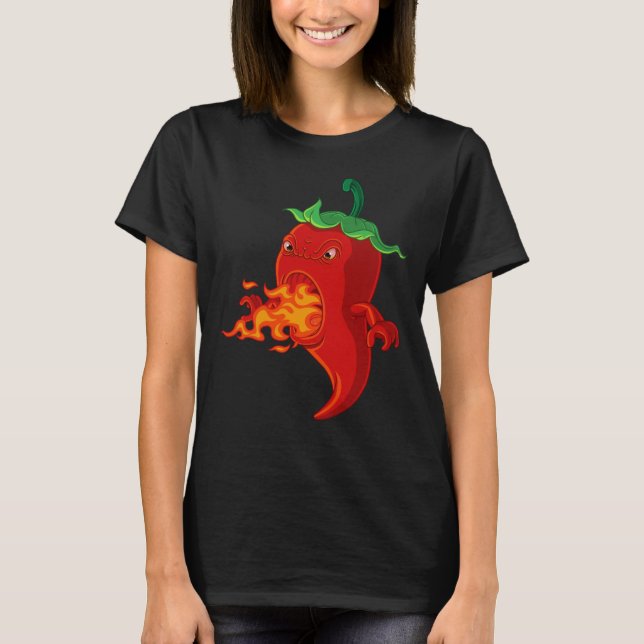 red hot chilli pepper with flame T-Shirt (Front)