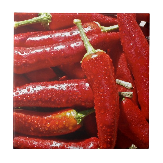 Red hot chilli peppers ceramic tile (Front)
