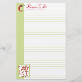 Red Hot Chillies green To Do lined List Stationery