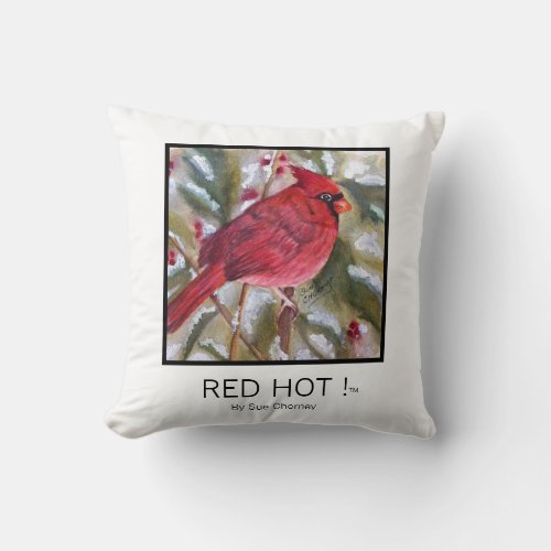 RED HOT Christmas Cardinal Throw Pillow