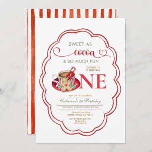 Red Hot Cocoa and Cookies 1st birthday Invitation