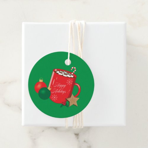 Red Hot Cocoa Mug Green Holiday Gift  Favor Tags