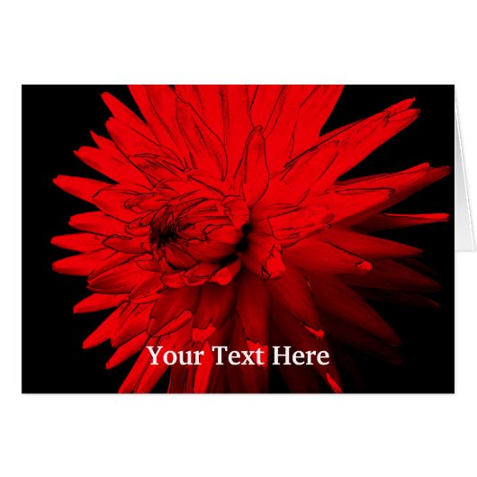 Red Hot Dahlia Floral Art Photo Card (Front Horizontal)