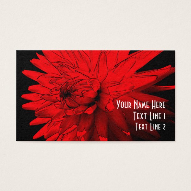 Red Hot Dahlia Flower Art Business Card (Front)