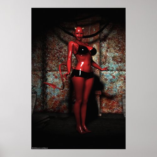 Red Hot Devil Woman Pin_Up Poster