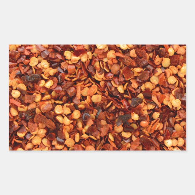 Red hot dried chili flakes rectangular sticker (Front)