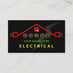 Red Hot Electrical Circuit Roof Business Card