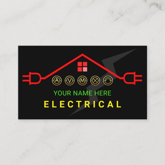 Red Hot Electrical Circuit Roof Business Card (Front)