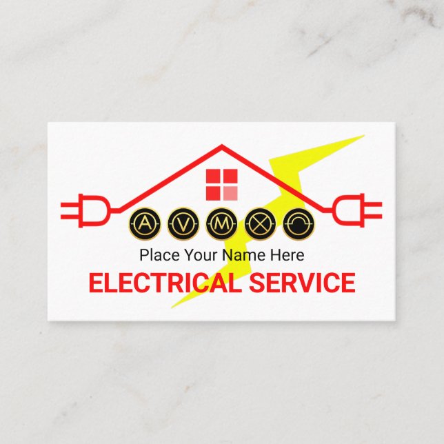 Red Hot Electrical Circuit Rooftop Business Card (Front)