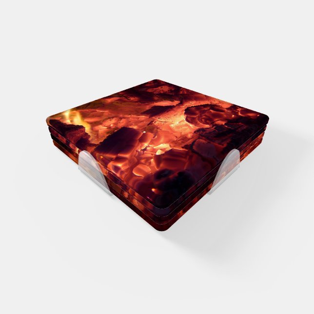 Red Hot Fireplace Embers  Coaster Set (Set)