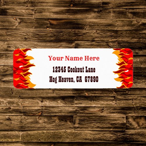 Red Hot Flames Editable Western Return Address Label