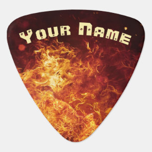 Red Hot Flaming Named Guitar Pick