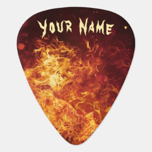 Red Hot Flaming Named Guitar Pick