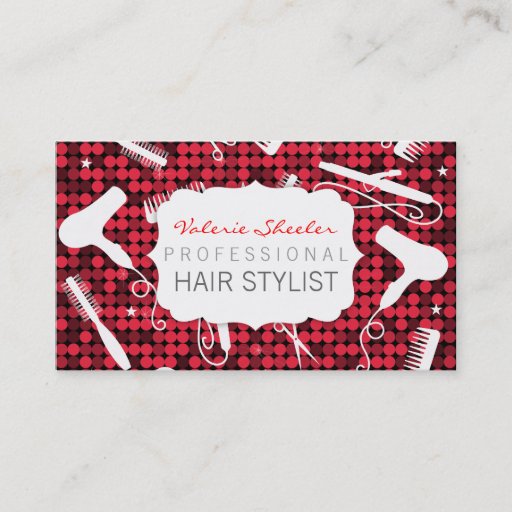 Customizable Red Hot Glam Hair Salon Business Cards