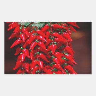 Red Hot Hanging Chili Peppers Image Design Rectangular Sticker