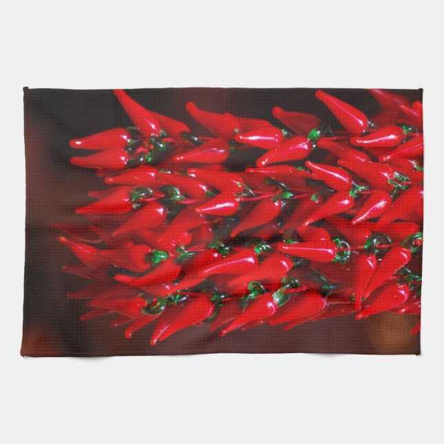 Red Hot Hanging Chili Peppers Image Design Towel (Horizontal)