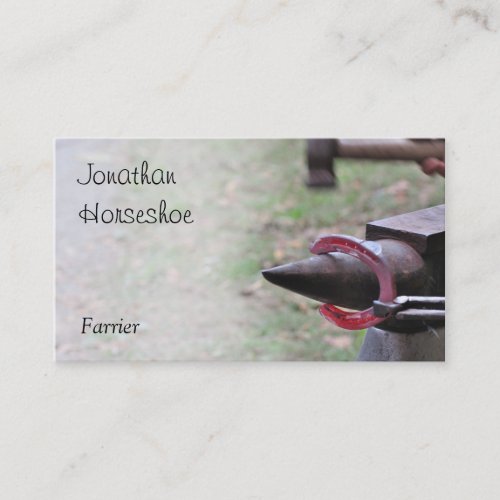 Farrier hot horseshoe business card