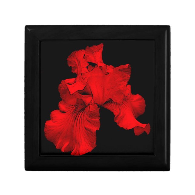 Red Hot Iris Flower Jewelry Box (Front)