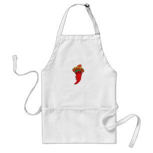 Red Hot Kawaii Pepper Diva Mexican Sombrero Adult Apron