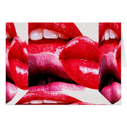 Red Hot Lipstick Lips Cards (Front Horizontal)