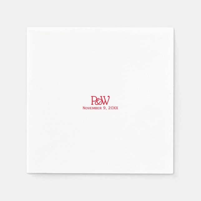 Red Hot Love Typography Wedding Napkin (Front)
