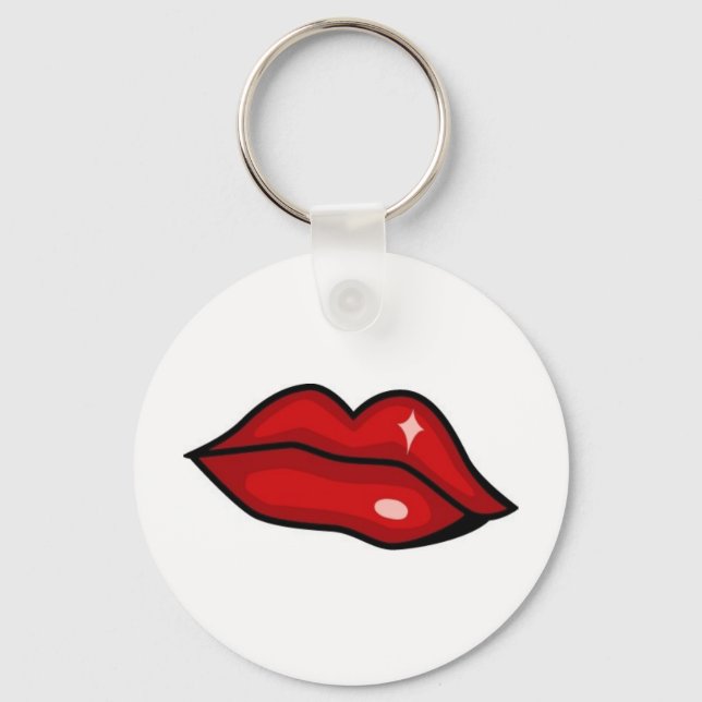 RED HOT LUCIOUS KISS LIPS SHINY LIPGLOSS BEAUTY KEYCHAIN (Front)