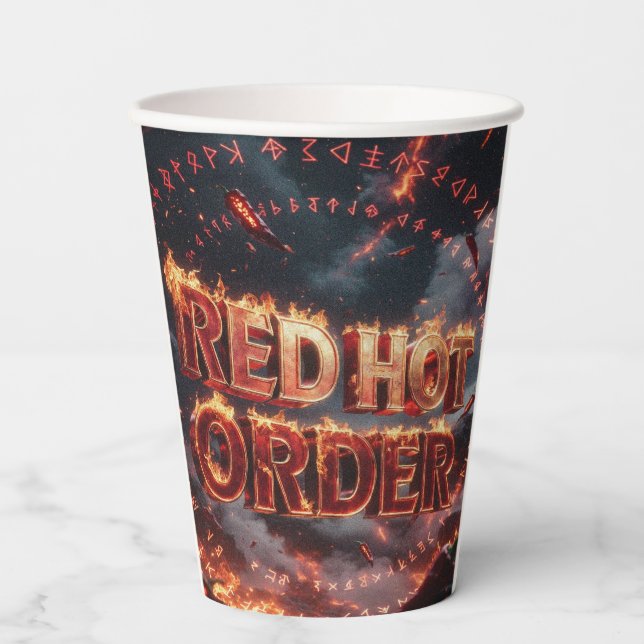 Red Hot Order Paper Cups (Front)
